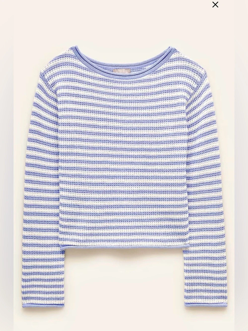 J.Crew Sweater Stripe Blue Ivory Cotton Linen Blend Women’s XL NWT Long Sleeve